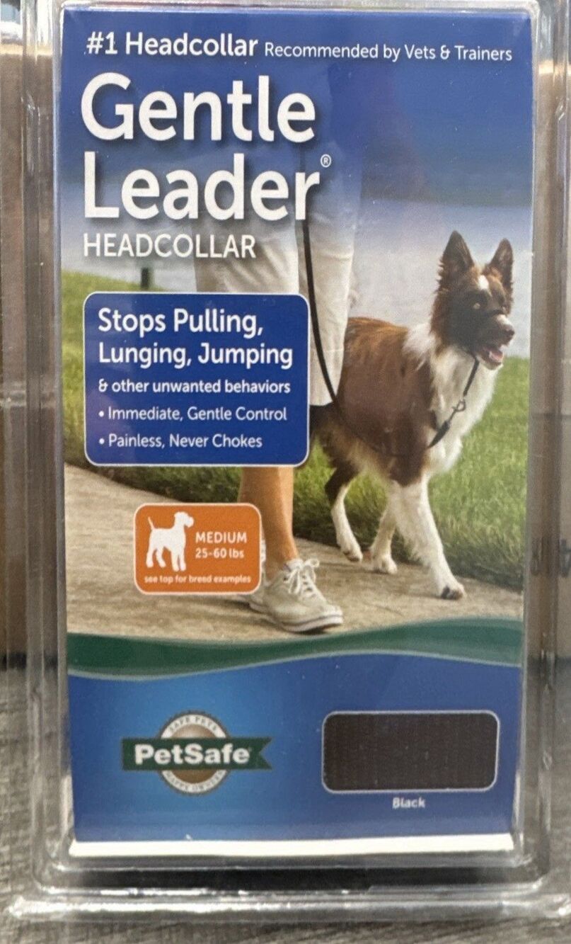 PetSafe Gentle Leader Head Collar, Medium 25-60 lb Nylon, Black
